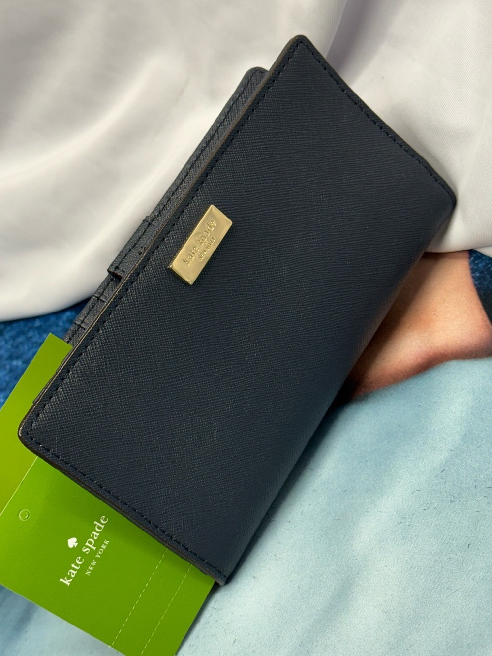 (new+tag) Kate Spade stacy long leather wallet navy blue